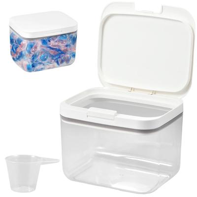 2.8/5.5L Automatischer Pop-Up Aufbewahrungsbehälter Luftdichter Behälter für Waschmittelkapseln mit Schaufel für Waschküche Waschpulver Perlen Organizer