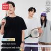 MINISO Unisex Pure Cotton Loose Fit Solid Color Short Sleeve T-Shirt