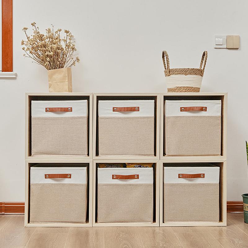 Rattan Storage Basket Linen Fabric Foldable Storage Box Organizer Home Organization Magic Tool