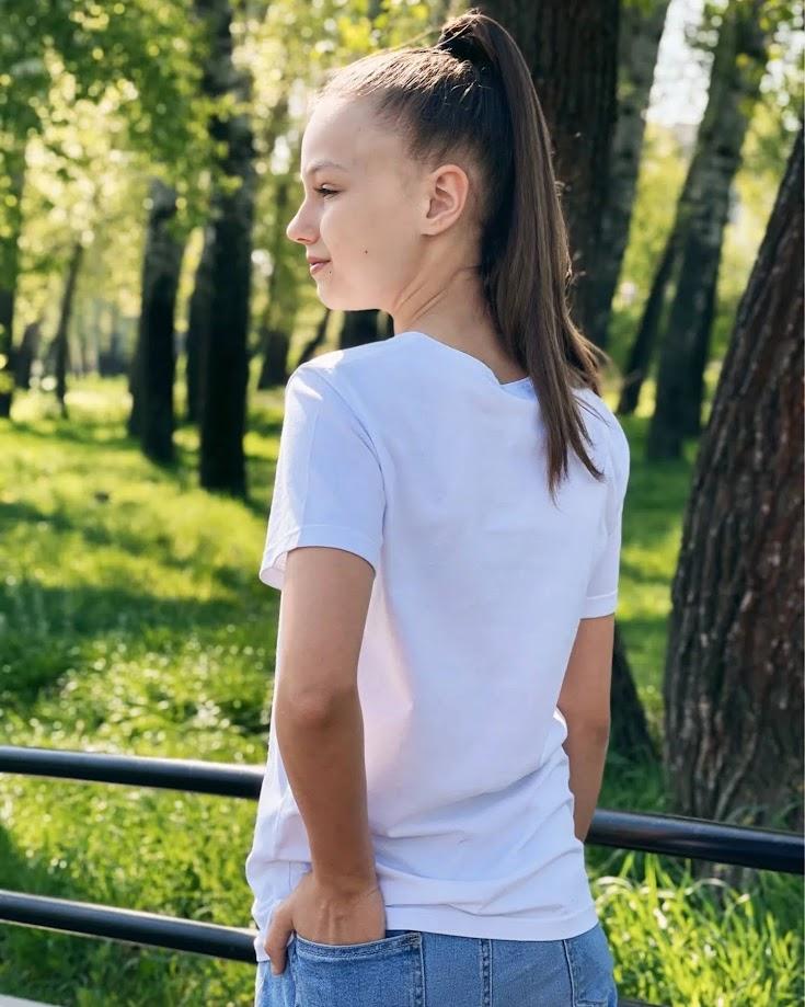 Casual White T-Shirt for Girls – Classic Design & Comfortable Wear, Summer, 6021-1-1 HC