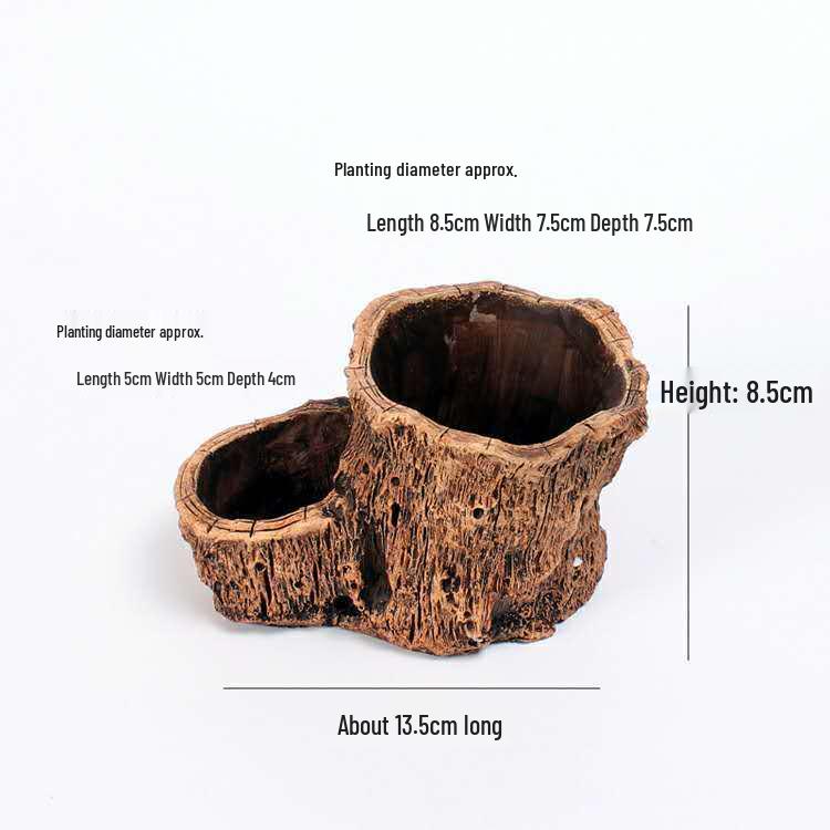 Retro Cement Tree Stump Succulent Planter