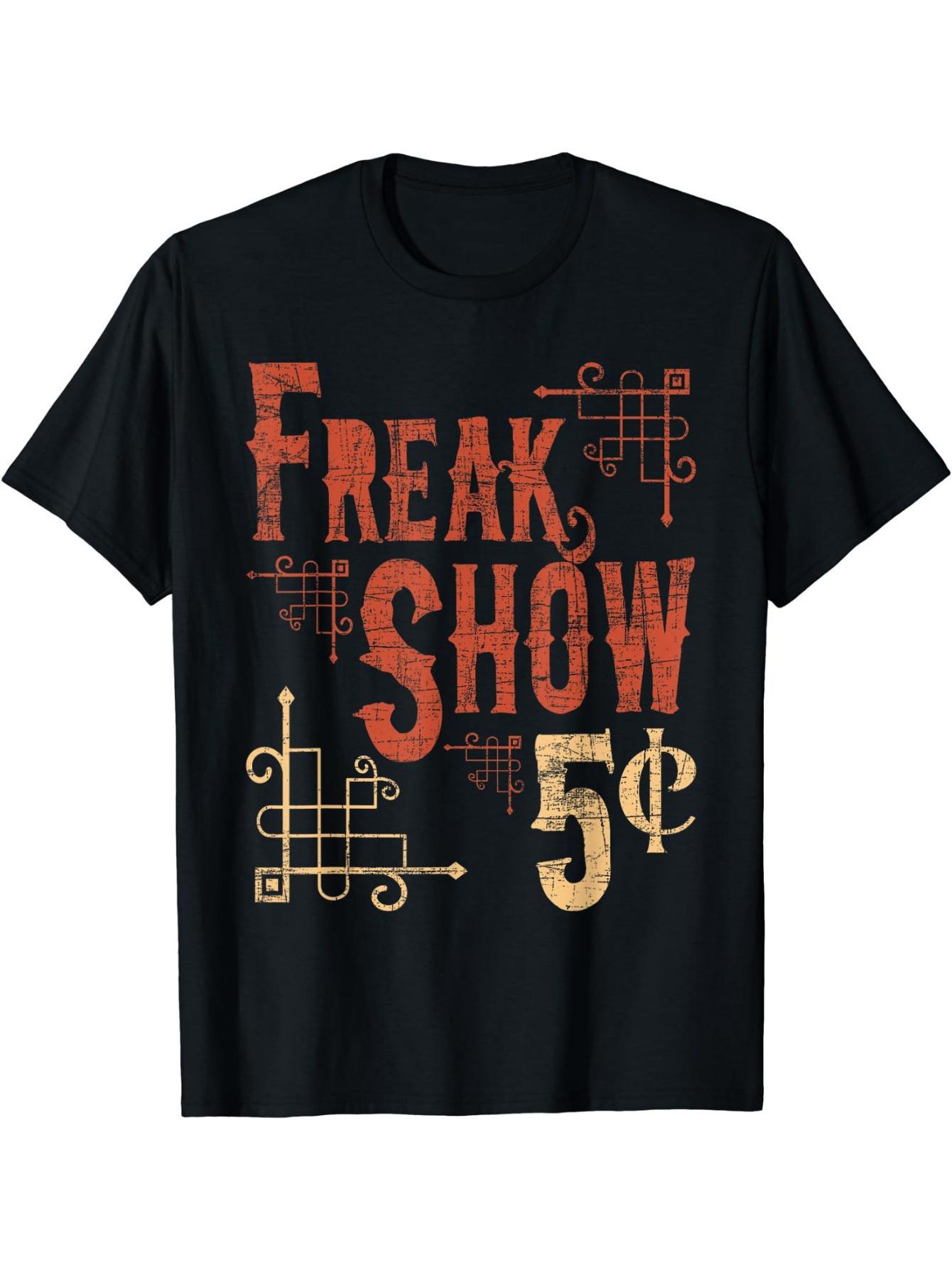 

Freak Show Sarcastic Humor Circus Carnival T-shirt - Bold Red & Golden Graphic Print M
