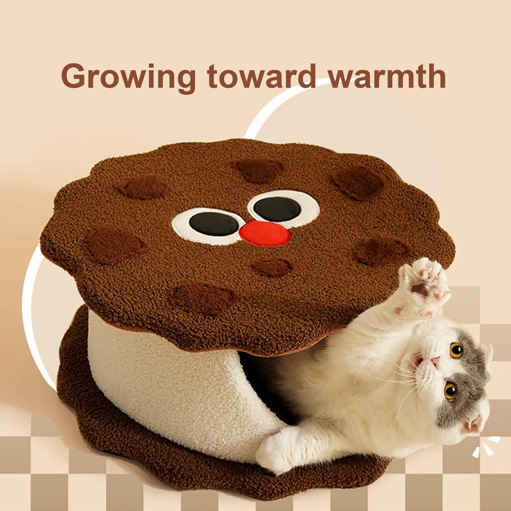 Cat House Cookie Designed Kitten Bed Cozy Removable Pet Nest Washable Warm Hideaway For Puppy Sleeping Hiding Room Home
