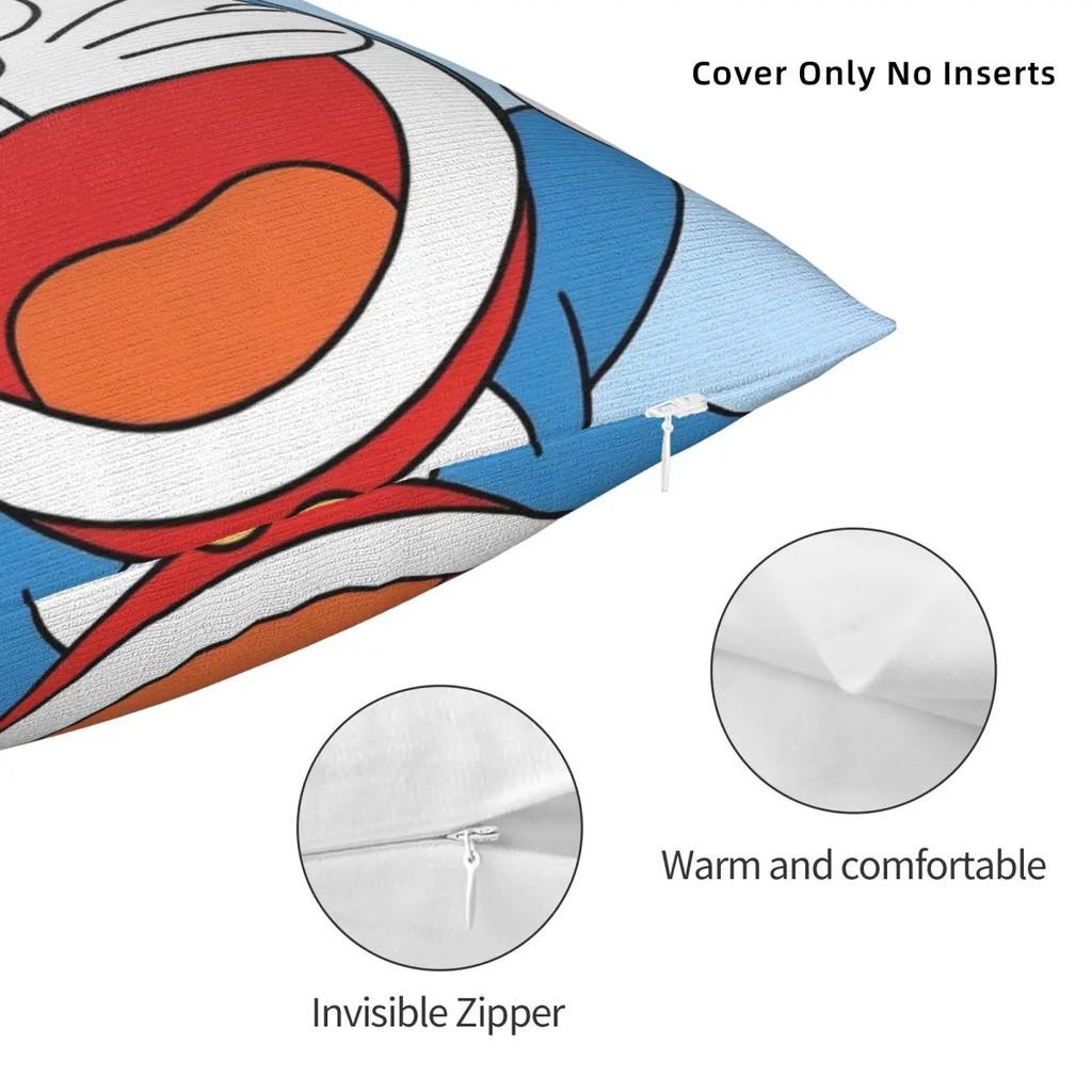 Soft Kawaii Doraemon Flying Cartoon Pillowcase Cushion Cover Decoration Japanese Anime Throw Pillow Case Cover Home Square 45cm