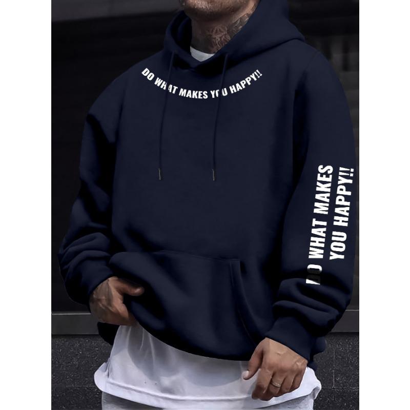 Spring/Autumn New Printed Men's Drawstring Hoodie with Kangaroo Pocket