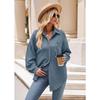 Dames Herfst en Winter Casual Losse Zak Wafel Mode Shirt