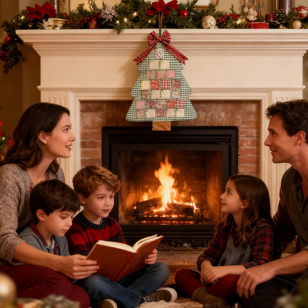 Christmas Calendar Advent Christmas Tree 24-Days Home Decor Reusable Cotton Cloth Wall Calendar For Living Room Hallway Bedroom