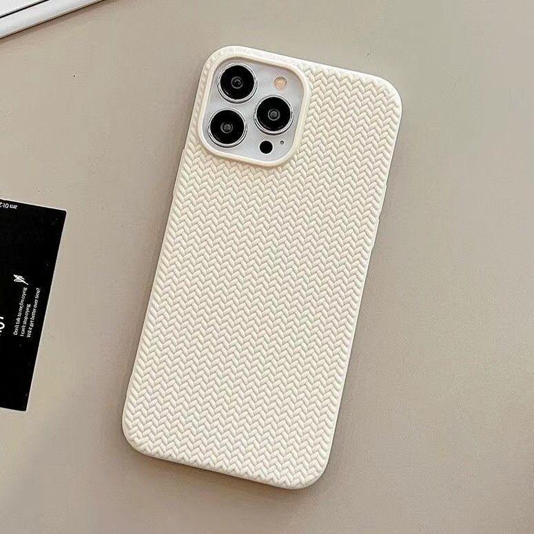 

Мінімалістичний плетений чохол для телефону для Apple iPhone16 ProMax - однотонний м який TPU протиударний креативний повний чохол на iPhone 16/15/14/13/12/11/Plus/Pro/ProMax iPhone XR слонова кістка