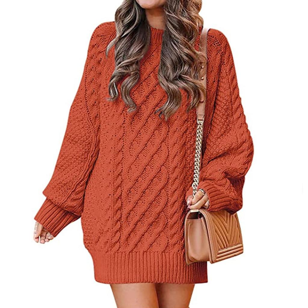 Women's Fashion  And Winter Round Neck Long-Sleeved Warm Sweater Top