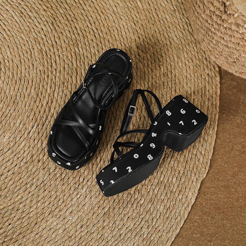 

Thick-soled wedge sandals for women 2025 summer new sweet and cool wind for small people to increase their height with open-toed Roman shoes for women 39 чёрный
