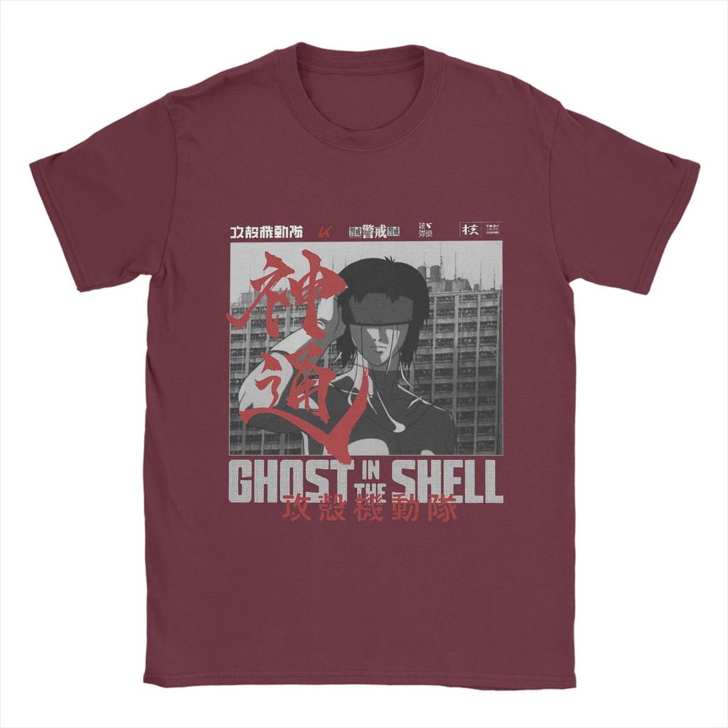 Ghost in the Shell T-Shirt Beach Major Motoko Kusanagi Fashion T-Shirts Couple Pure Cotton O-Neck Tees Short Sleeve  Retro Tops