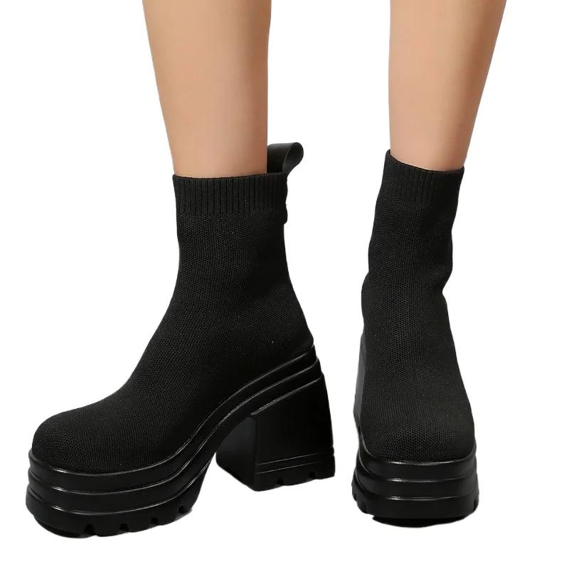 Ladies Shoes 2024 High Quality Slip-on Women's Boots Fashion Round Toe Modern Boots Women Hot Sale Plus Size Solid Ankle Boots