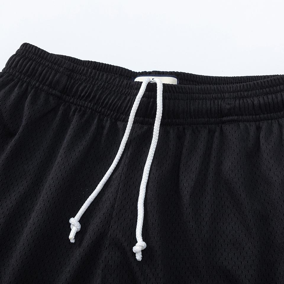 EES-12 Men Black Mesh Basketball Shorts W EE Letter Street Summer Beach Trunks