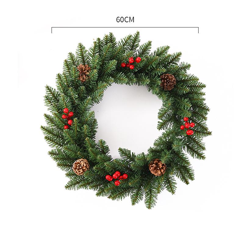 118236in Christmas Wreath Snowy Red Ribbon Berries Pine Cone Decor Xmas Gift