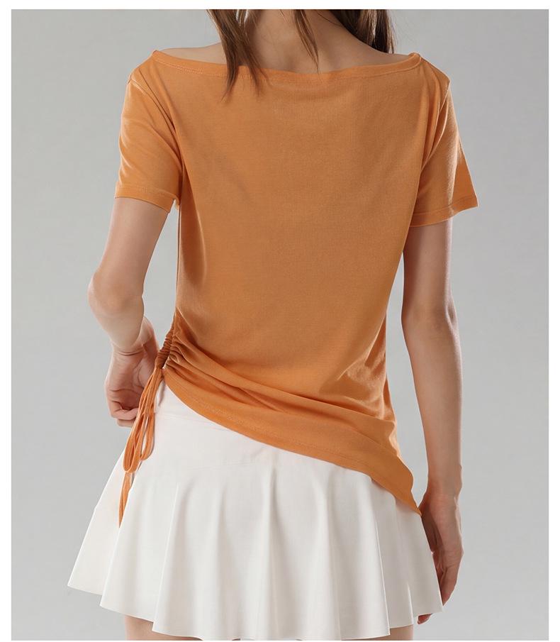 2026 Summer Lyocell Off-Shoulder Slimming Short-Sleeve Women's T-Shirt - Elegant & Versatile
