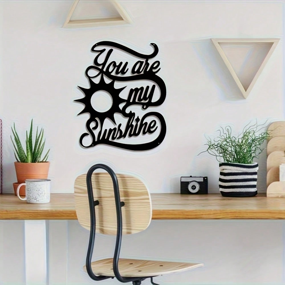 Metal Wall Art Sunshine Quote Iron Sculpture Handmade Gift for Mom Home Decor