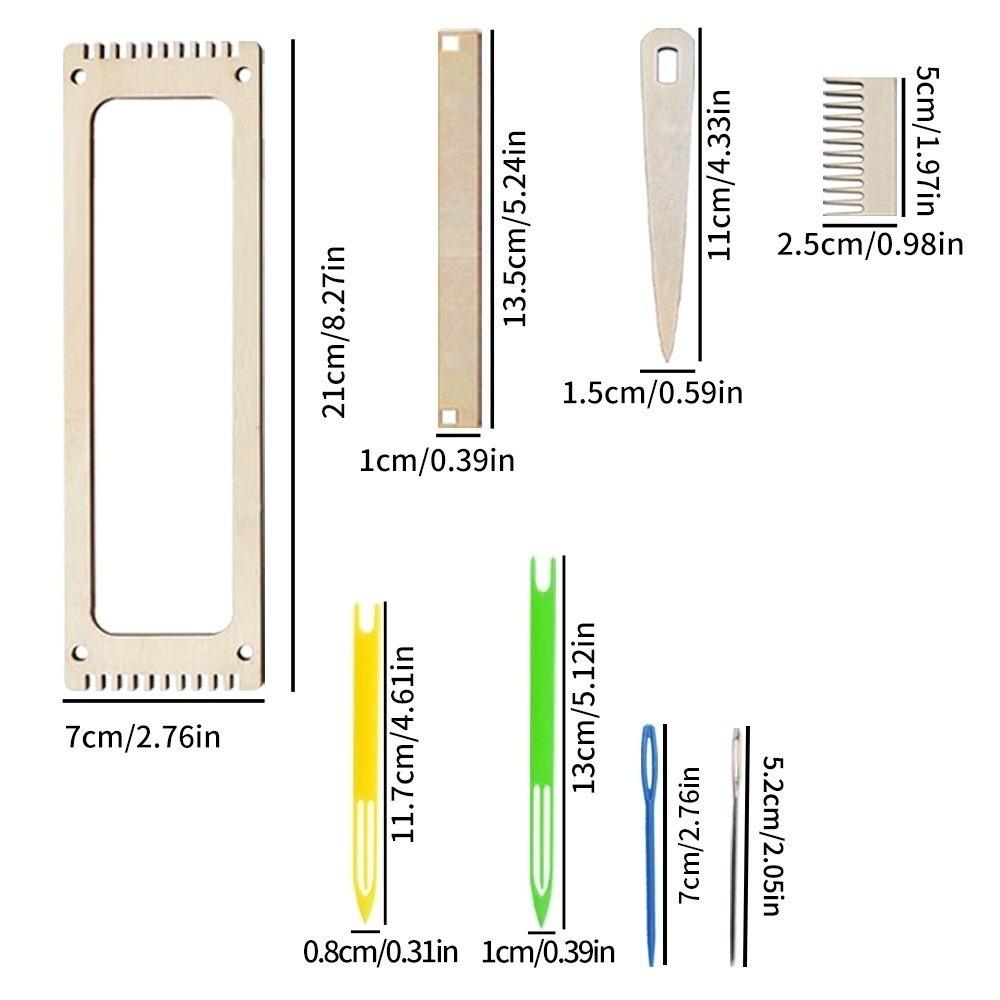 Wooden Mini Loom Machine Small Frame Yarn Weaving Tools Hand-Knitting Kit  Weaving Lover Set A