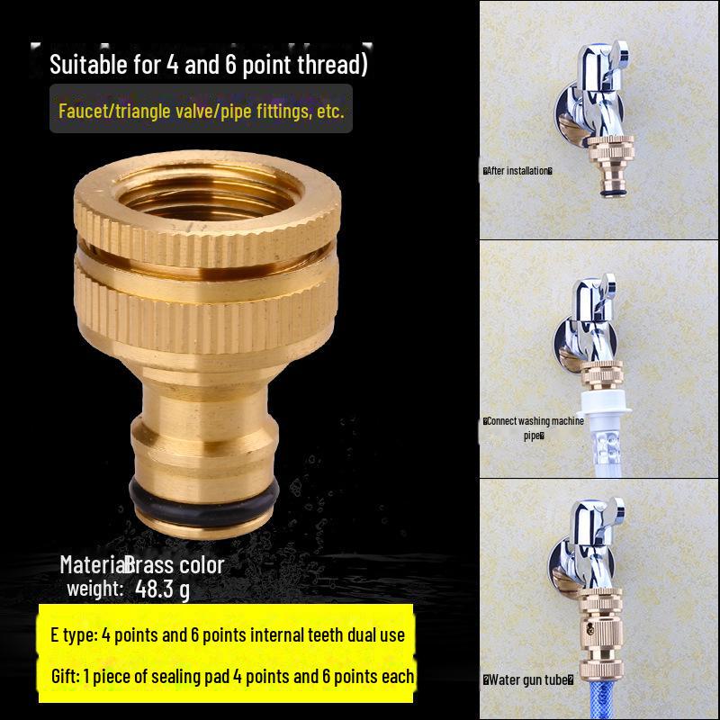 Washing Machine Faucet Adapter: 4 To 6 Points Connector for Inlet Pipe and Car Wash Basin