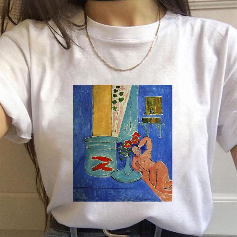 T-Shirt Women Summer Harajuku Art Painting Print Ladies Tee Tops Casual Short Sleeve Fashion Streetwear 2025 Tee Shirt Femme