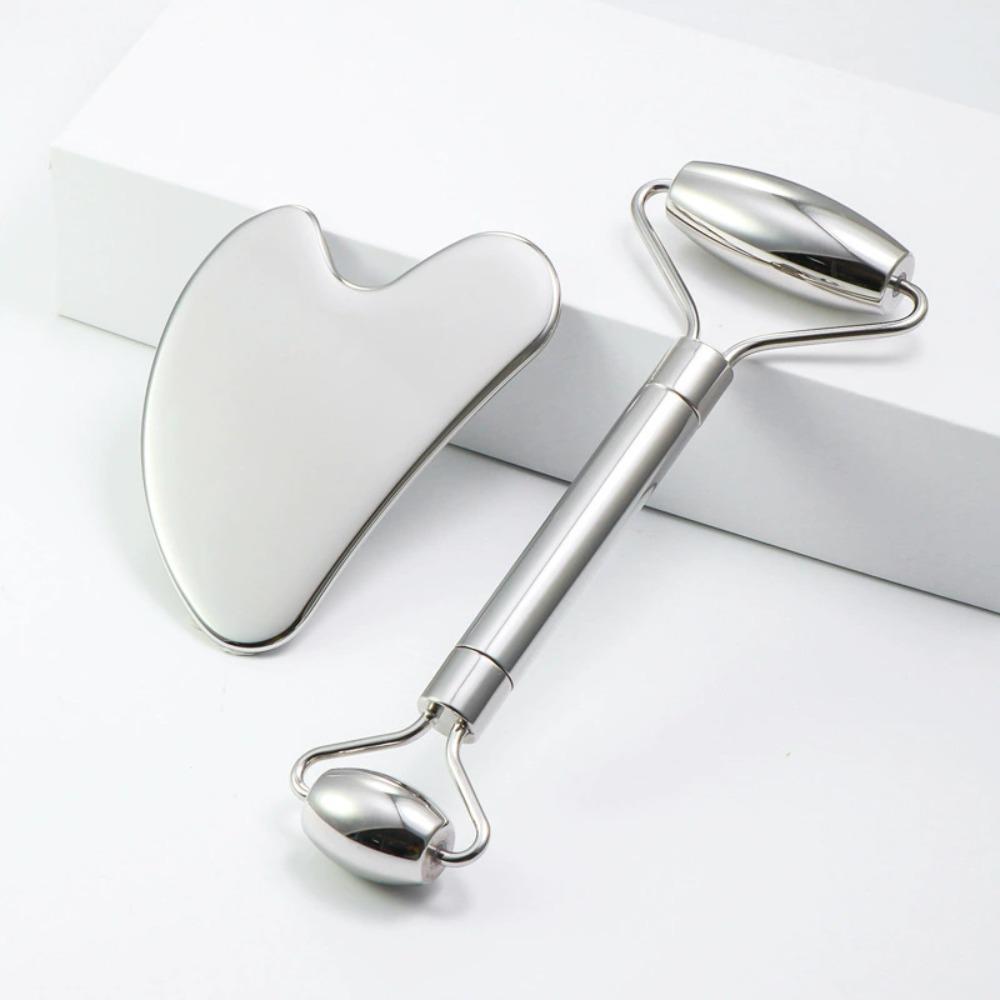 Ice Face Roller & Stainless Steel Gua Sha Tool Set, Facial Massager Ice Roller Skin Care Tool Beauty Set Beauty Skin Care Tools