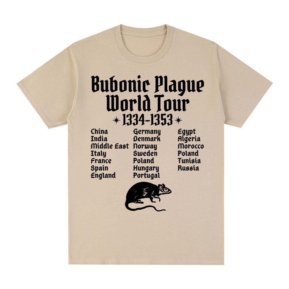 Bubonic Plague World Tour T-shirt Men Women Funny Mouse Rat Meme Gothic T Shirt Vintage Casual Oversized T Shirts Streetwear