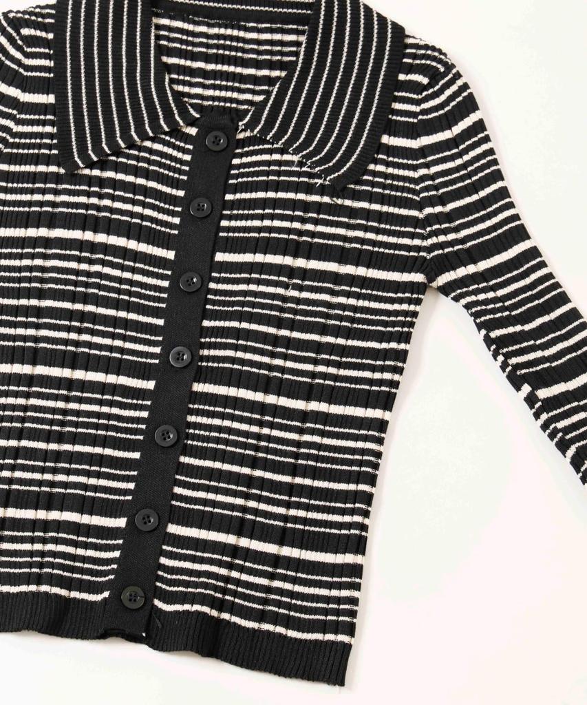 WEGO PHILLY Cardigan Spring Korean Size Black Multi-Striped Top, Knit, Outfit, Girly, Casual, Cute, Style, Gift, Present, Spring, Autumn, Winter,