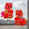 1 Pair Traditional Pattern Horse Year Door Sticker 3D Zodiac Horse Stickers  Window Door Decoration