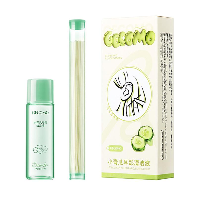 

60Pcs Ear Piercing Aftercare Kit with 15ml Cleaning Solution Liquid Odor & Dirt Removal Earrings Hole Paper Line Beauty Tool зелений