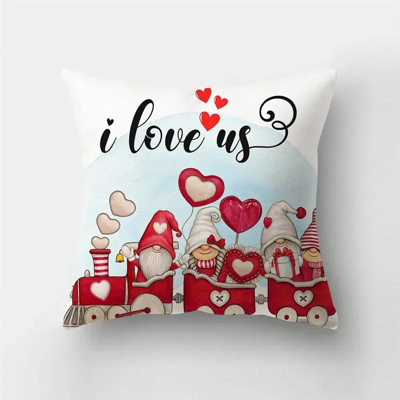 45*45cm Red Pink Heart Pillowcase Home Decor Seat Living Room Sofa Pillowcase Valentines Day Love Cushion Cover