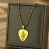 Kinitial Laser Carved Exquisite Fashion Stainless Steel Necklace Guitar Engraved Pendant Musician Birthday Commemorative Gift