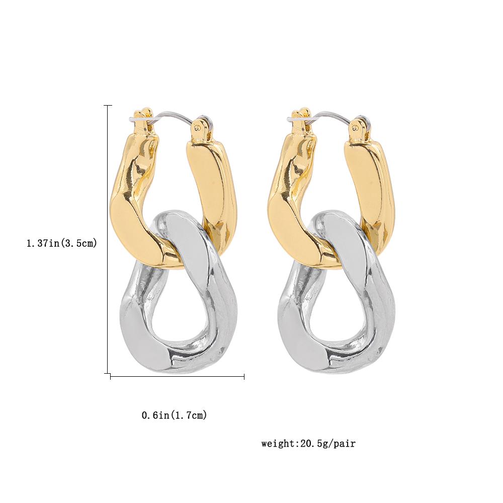 

Vintage 18K Gold&Copper Plated Twisted Hoop Earrings for Women Fashion Mixed Color Double Layer Small Hoops Ear Buckle Zircon