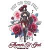 Women Casual T Shirt Black Put On The Full Armor Of God With Knight And Roses Design Christian Faith Statement Top For Everyday Wear