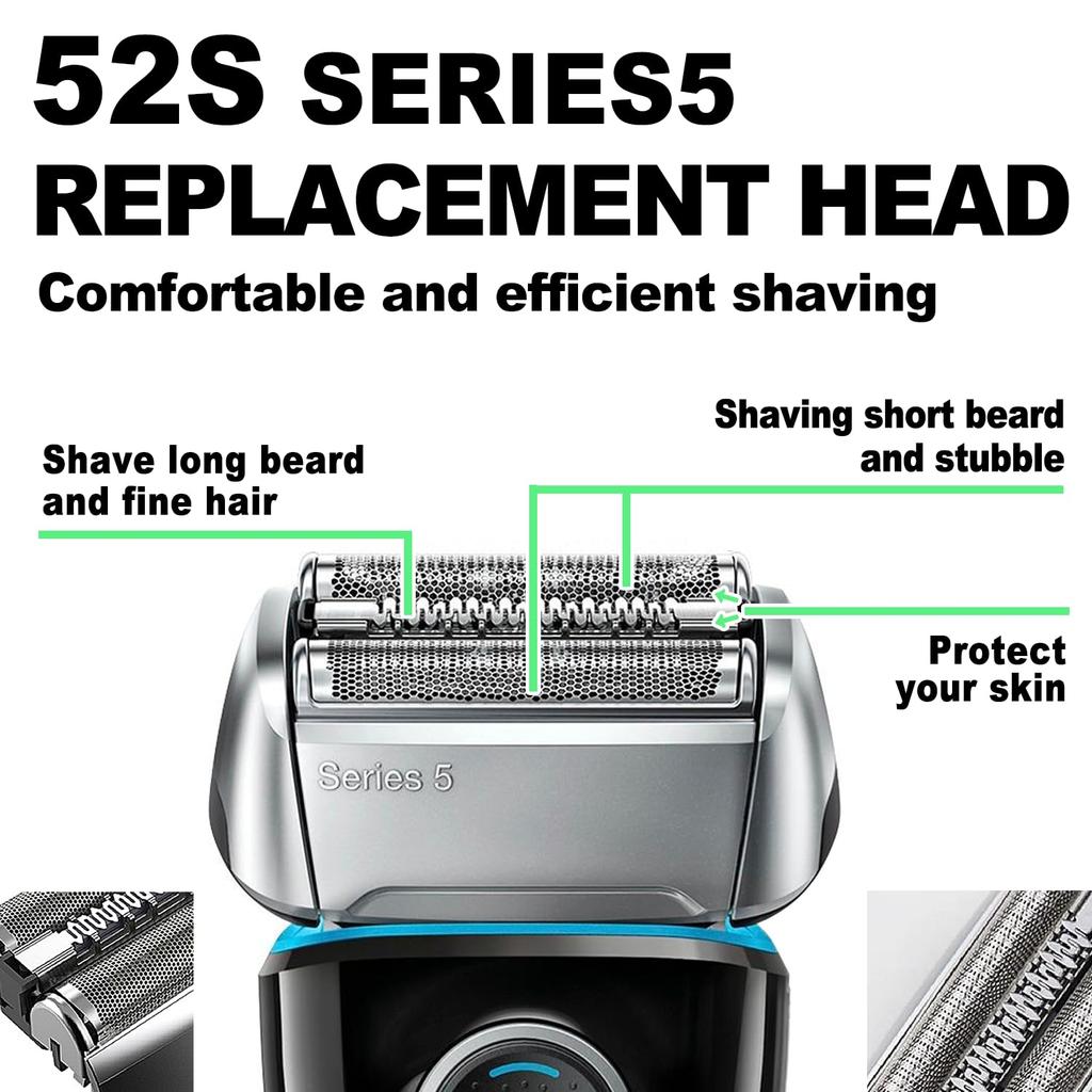Compatible With Series 5 52S Electric Shaver Replacement Heads for Braun Series 5: 5090/5190cc, 5040/5140 s, 5030s, 5147 s, 5145 s