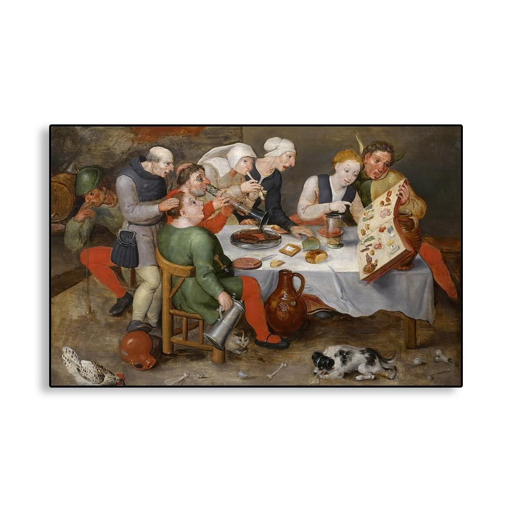 

Великий старовинний постер з картиною маслом Співаки Вакха, смішні принти, картини на полотні Ієроніма Босха, декор для кухні, стіни 21x30 No Frame