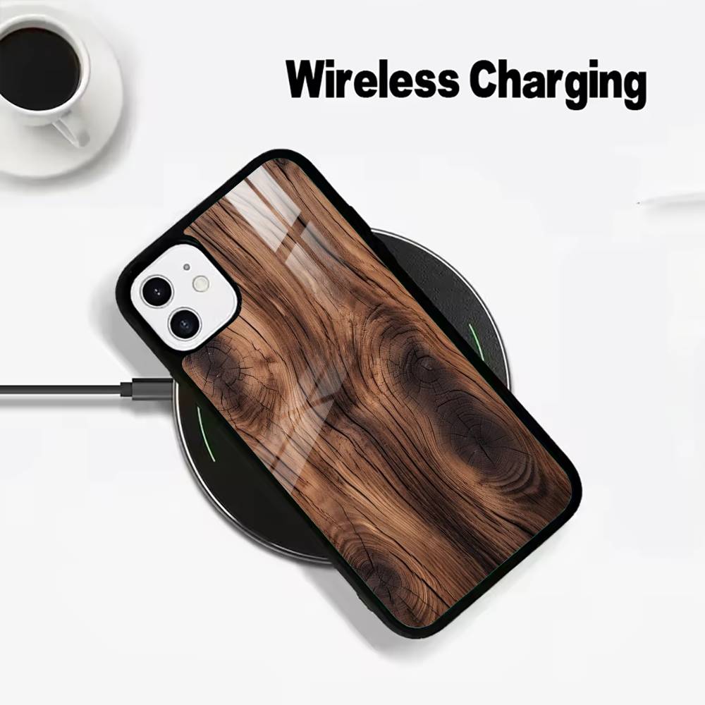 Natural Wood Texture For IPhone17 16 15 14 13 12 11 Plus Pro Max Plus Wireless Charger Phone Case