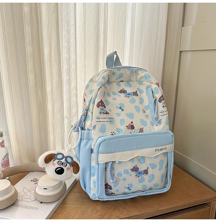Schoolbag Lightweight Casual Backpack Cow Pattern Simple Going Out Cartoon Dog School Bag Female Student Cute Large Capacity Backpack