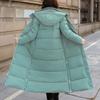 Cotton Coat Long Parka Coat Jacket Women  Autumn Winter Thick Warm Coats Woven Block Trend Hooded White Down Parkas