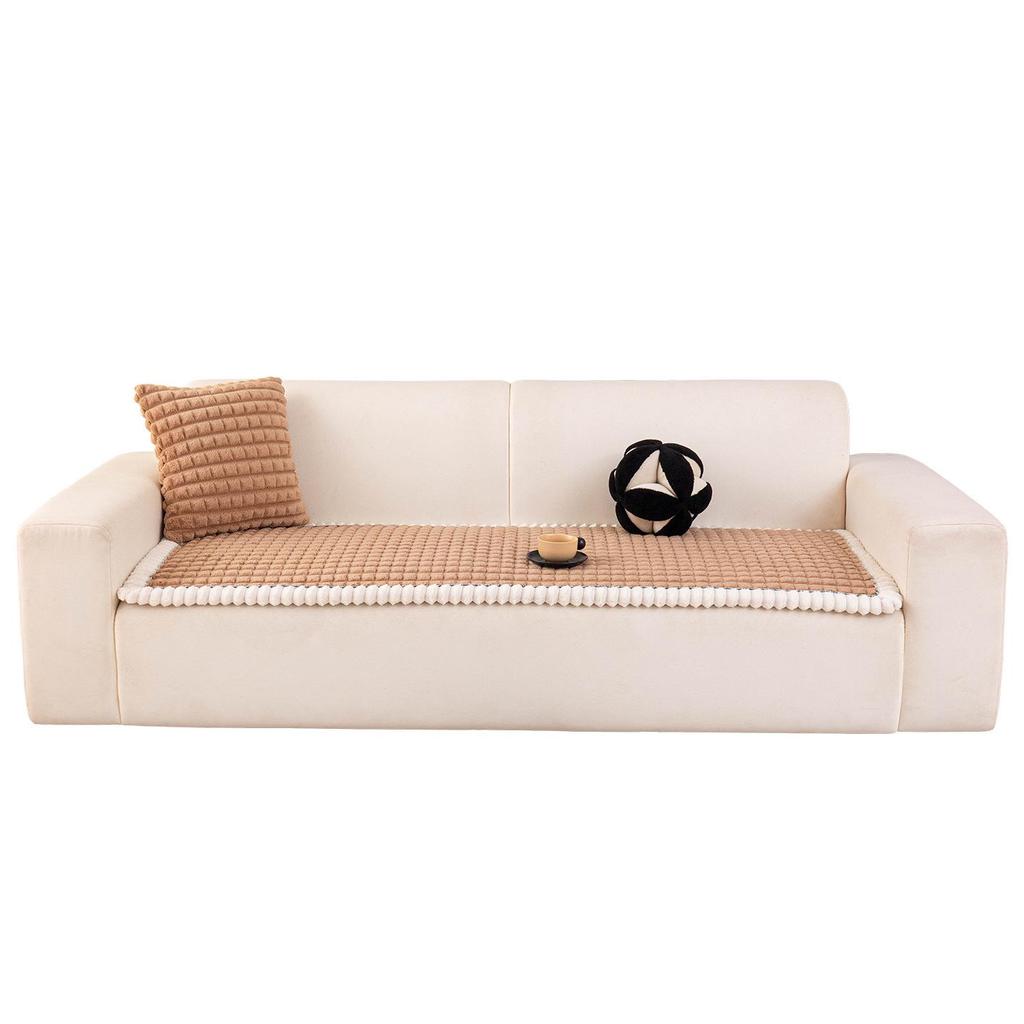 2025 New Winter Plush Thick Leather Non-Slip Sofa Cushion Cover