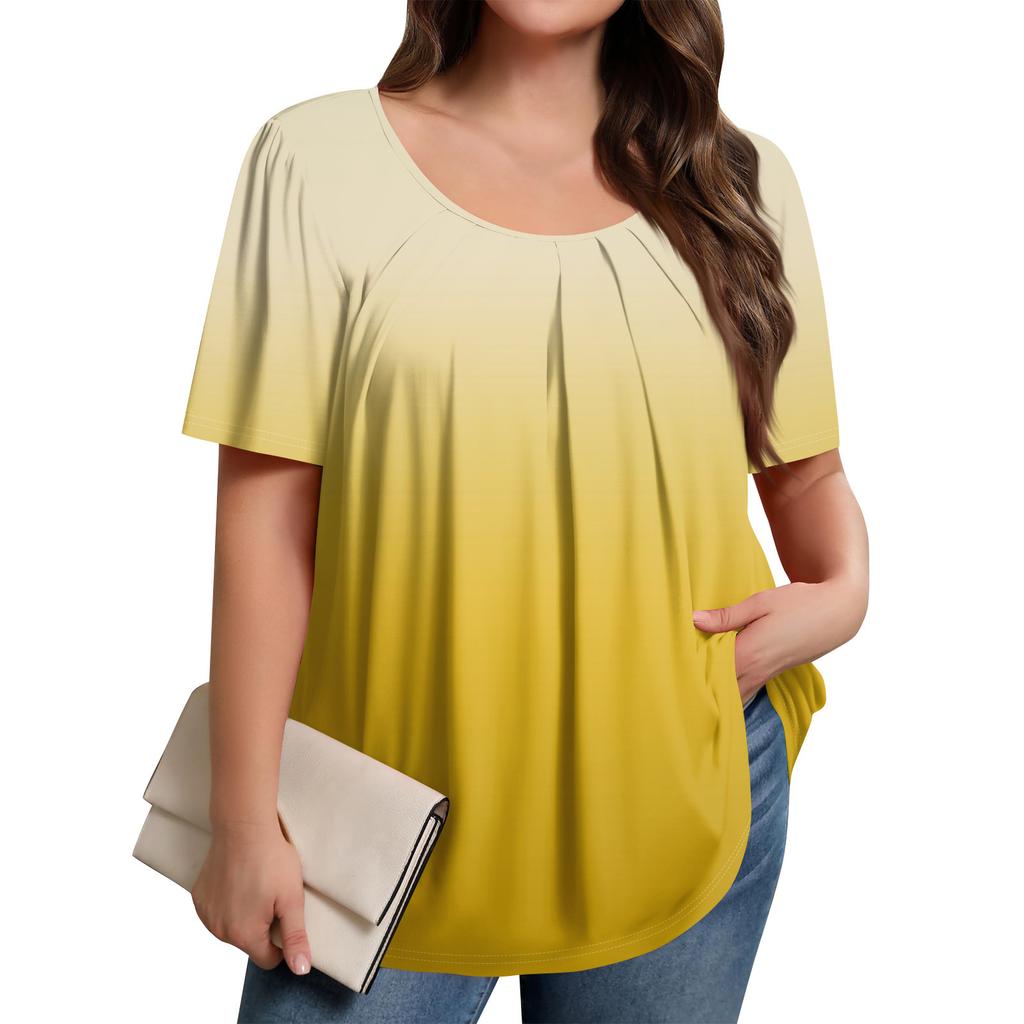 Γυναικεία Καθημερινή Μπλούζα Με Πλισέ Μανίκια Κοντά Μανίκια Μονόχρωμη