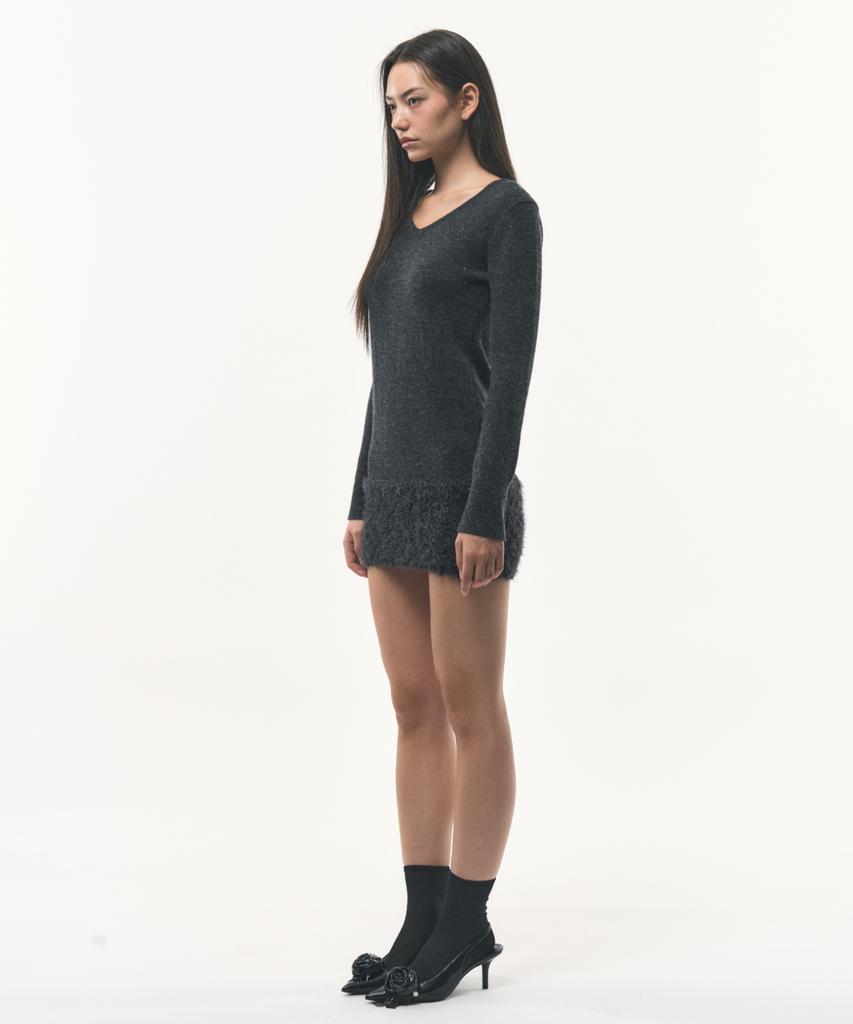 Podeowedeo Hairy Knit Dress (Charcoal)