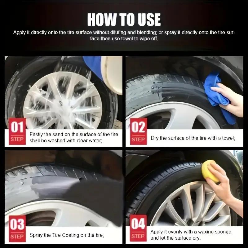 Tire renewal wax, shiny black, long-lasting tire gloss and protection, restores tire appearance and prevents cracking and aging