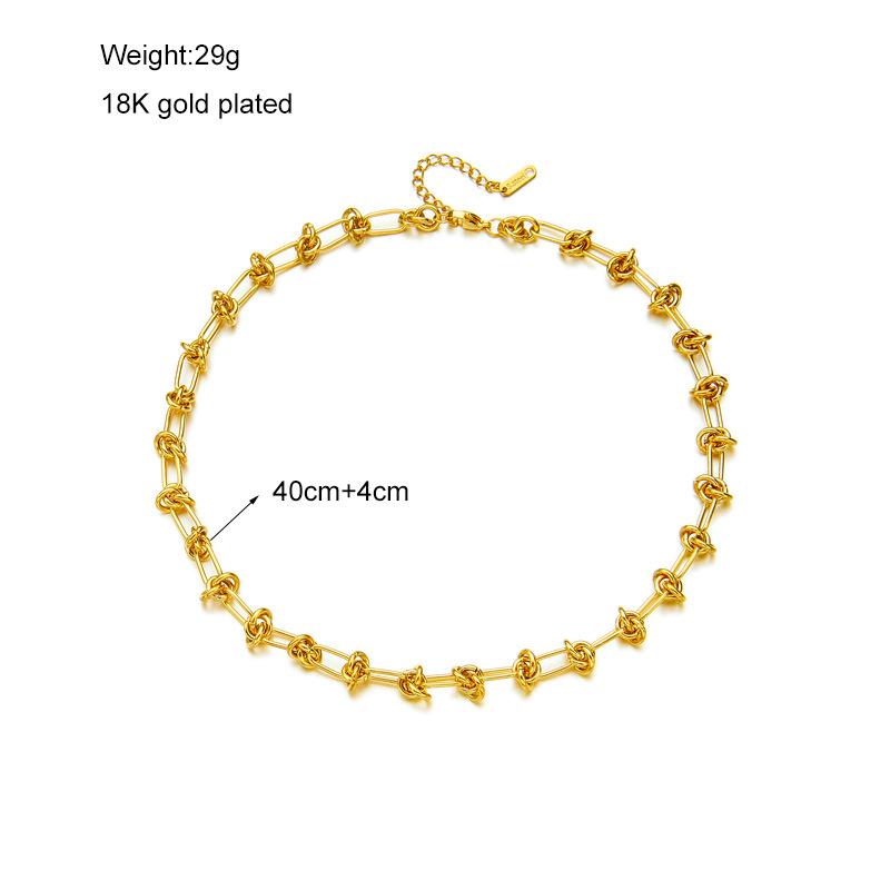 Stainless Steel Gold Silver Color Twist Knot Necklace Bracelets For Womens Girl New Fashion Non-fading Jewelry Set