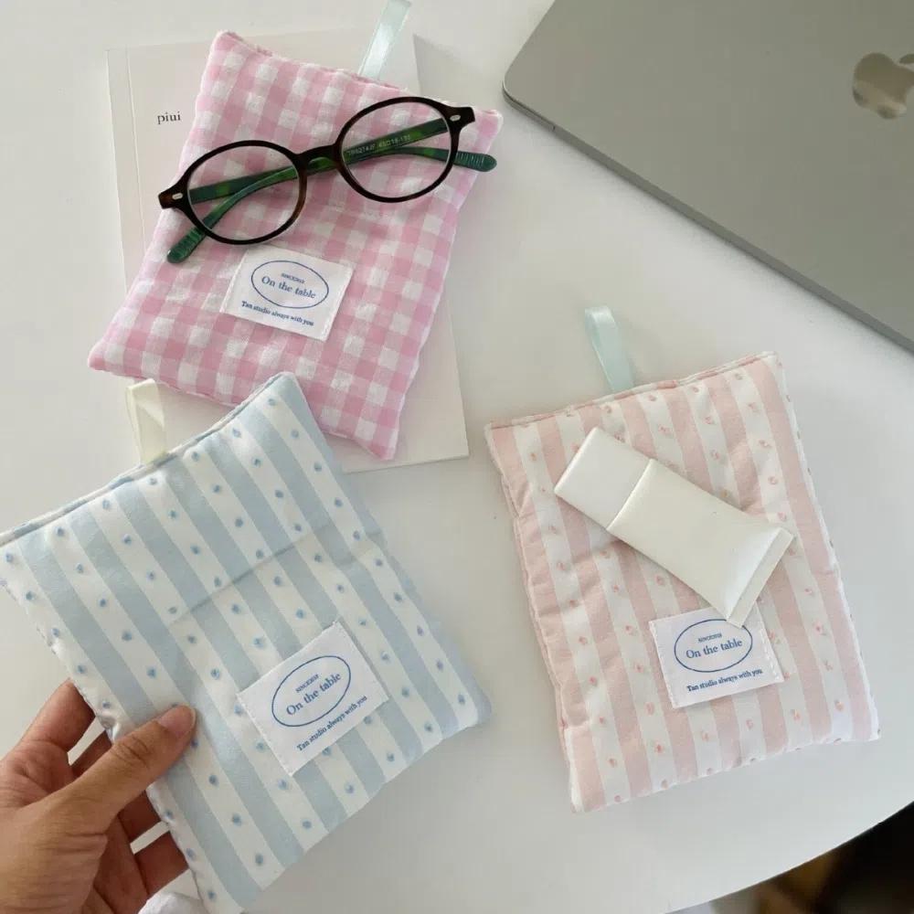 Ins Style Grid Pattern Coaster Portable Cotton Cloth Insulation Pad Drink Coasters  Home Decoration