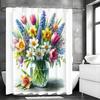 Vase Bouquet Floral Shower Curtain, Bathroom Decorative Shower Curtain, Waterproof Shower Curtain with Hooks