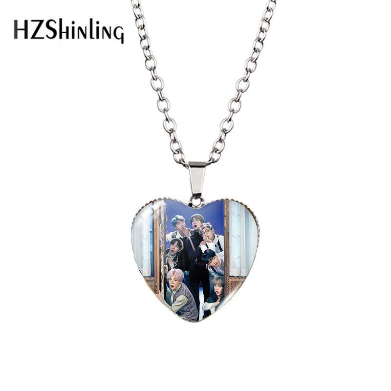 Stunning Heart-shaped Bts Necklace With Colorful Gemstones For Fashion Enthusiasts