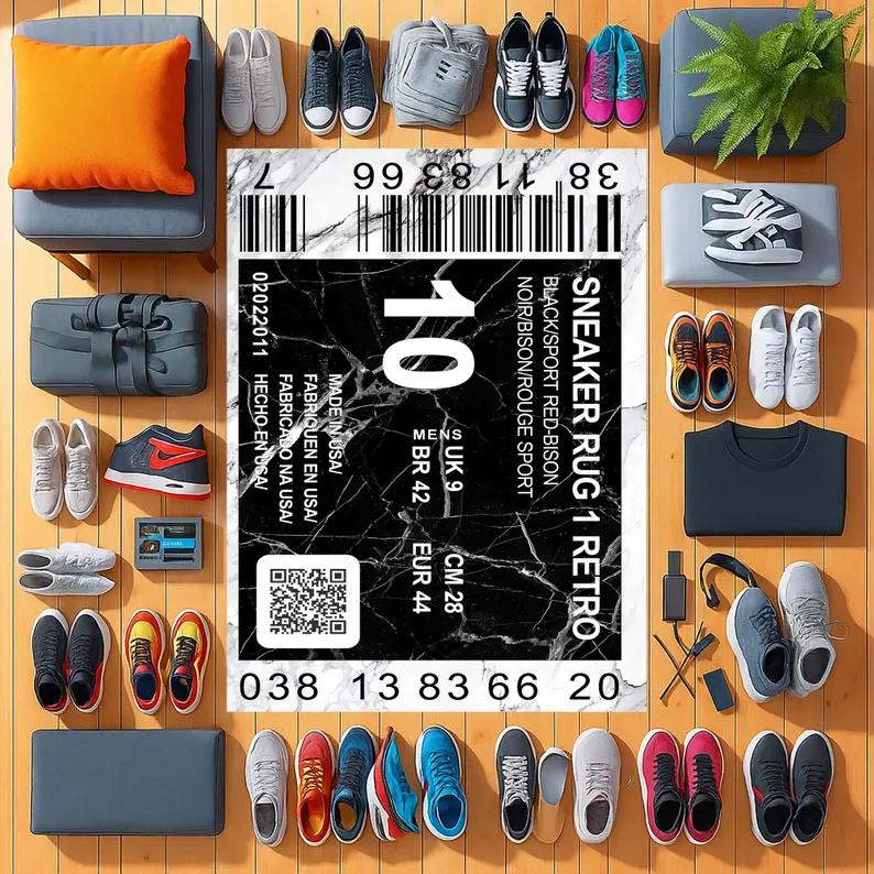 

Коврик-мат для кроссовок в стиле streetwear, ковер, модный и ретро, для домашнего декора, в черно-белых тонах, для гостиной, спальни, ковры для спальни 40x60cm