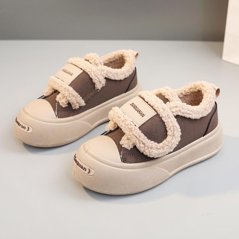 

[Customized] K1712 new 2025 winter lamb wool warm cotton shoes heightening women s shoes street shooting ins wind magic 35