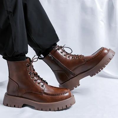 Fashion Genuine Leather Men's Boots Fashion Men's Casual Leather Shoes British Style Male Boots High Quality Shoes for Men 2024 Botines