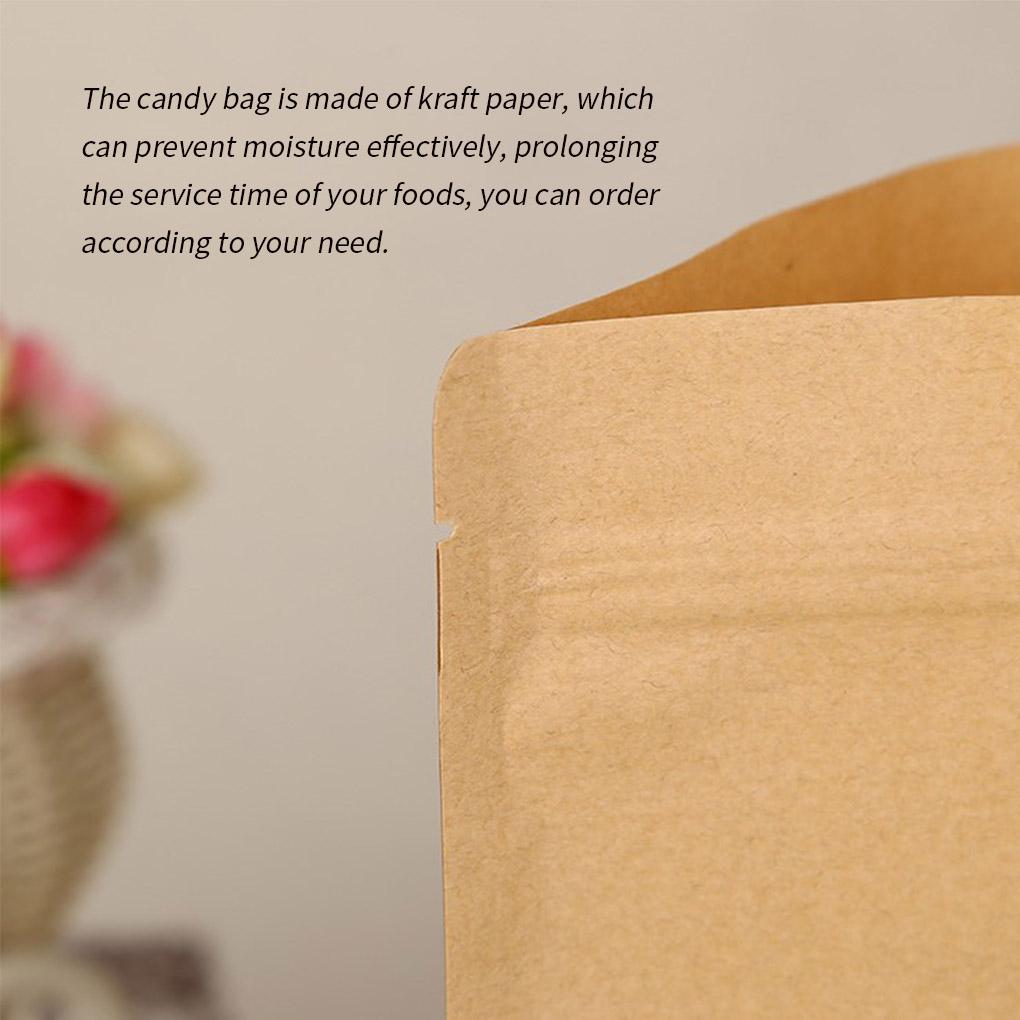10pcs Kraft Paper Bags Zip Lock Brown With Window Stand Up Resealable Grip