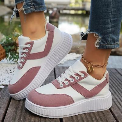 2024 New Shoes Female Lace Up Women's Vulcanize Shoes Autumn Mixed Colors Outdoor Platform Casual Comfortable Sports Shoes